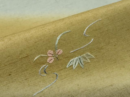 平和屋着物●創業140年　小糸染芸の四代目　小糸敏夫　訪問着　紬地　総刺繍　流水草花文　暈し染め　鈴乃屋扱い　正絹　逸品　DABI2489ud