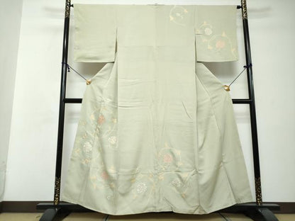 平和屋着物●訪問着　駒刺繍　花唐草文　金彩　正絹　逸品　未使用　DABI2491ud