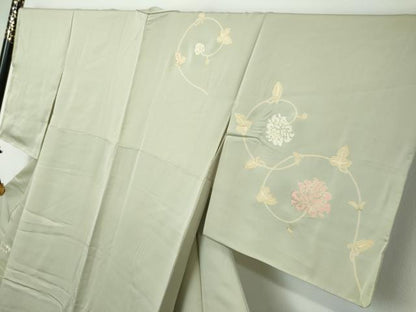 平和屋着物●訪問着　駒刺繍　花唐草文　金彩　正絹　逸品　未使用　DABI2491ud