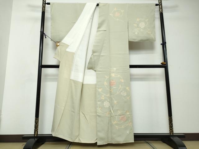 平和屋着物●訪問着　駒刺繍　花唐草文　金彩　正絹　逸品　未使用　DABI2491ud