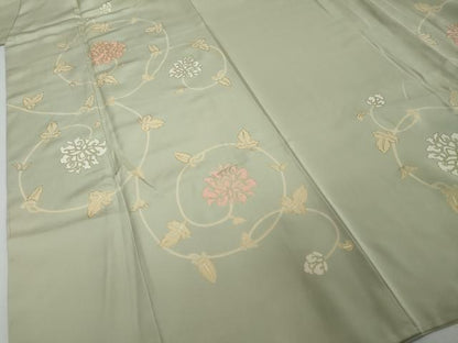 平和屋着物●訪問着　駒刺繍　花唐草文　金彩　正絹　逸品　未使用　DABI2491ud