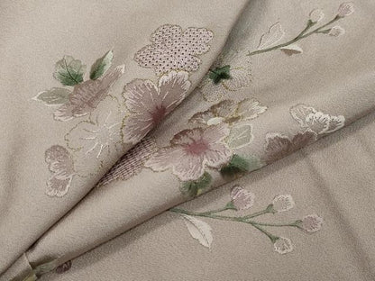 平和屋着物●中国三大刺繍　スワトウ刺繍　汕頭刺繍　総刺繍　訪問着　草花文　金糸　正絹　逸品　DABI2492ud