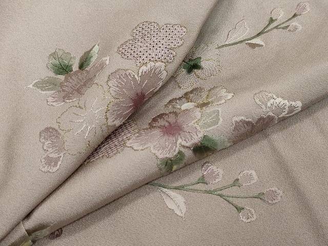 平和屋着物●中国三大刺繍　スワトウ刺繍　汕頭刺繍　総刺繍　訪問着　草花文　金糸　正絹　逸品　DABI2492ud