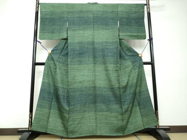 平和屋着物●上質な小紋　紬地　京友禅　霞文　反端付き　正絹　逸品　DABI2493ud