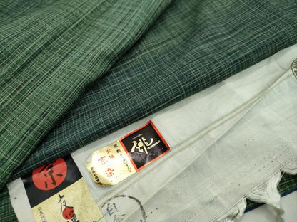 平和屋着物●上質な小紋　紬地　京友禅　霞文　反端付き　正絹　逸品　DABI2493ud