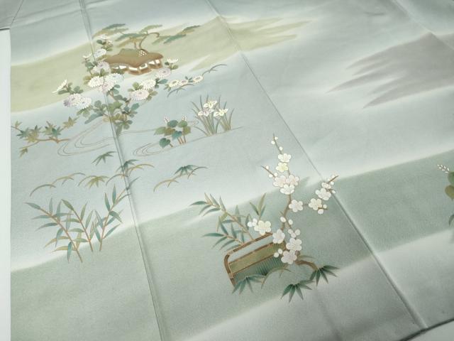 平和屋着物●訪問着　流水風景草花文　暈し染め　金彩　正絹　逸品　DABI2506ud