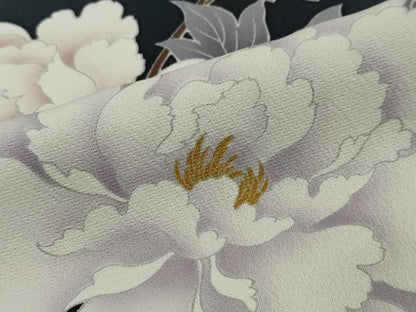 平和屋着物●訪問着　駒刺繍　流水草花文　暈し染め　金彩　正絹　逸品　DABI2507ud