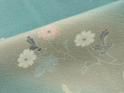 平和屋着物●訪問着　駒刺繍　草花文　暈し染め　ロング丈　正絹　逸品　DABI2508ud