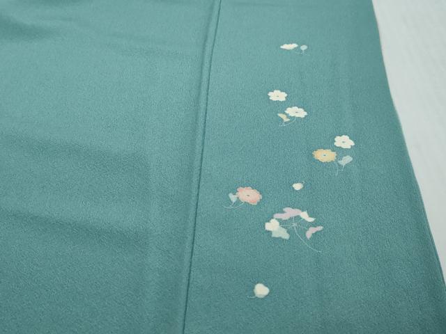 平和屋着物●訪問着　駒刺繍　草花文　暈し染め　ロング丈　正絹　逸品　DABI2508ud