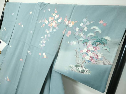 平和屋着物●訪問着　友禅　作家物　風景草花文　正絹　逸品　DABI2509ud