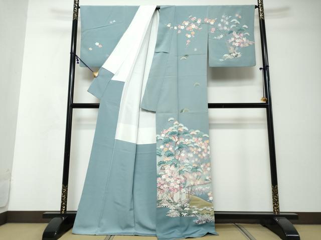 平和屋着物●訪問着　友禅　作家物　風景草花文　正絹　逸品　DABI2509ud