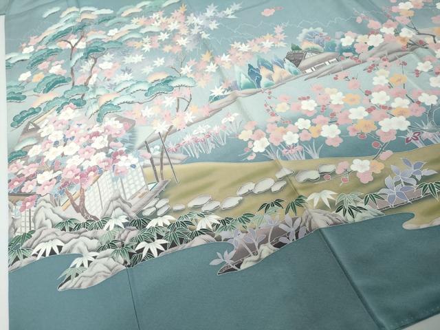 平和屋着物●訪問着　友禅　作家物　風景草花文　正絹　逸品　DABI2509ud