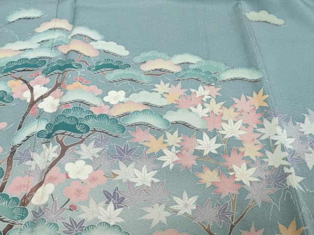 平和屋着物●訪問着　友禅　作家物　風景草花文　正絹　逸品　DABI2509ud