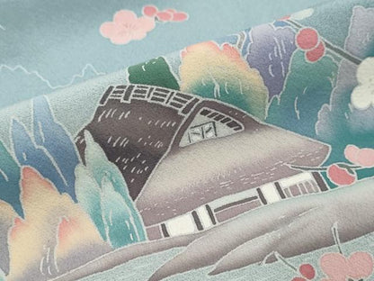 平和屋着物●訪問着　友禅　作家物　風景草花文　正絹　逸品　DABI2509ud