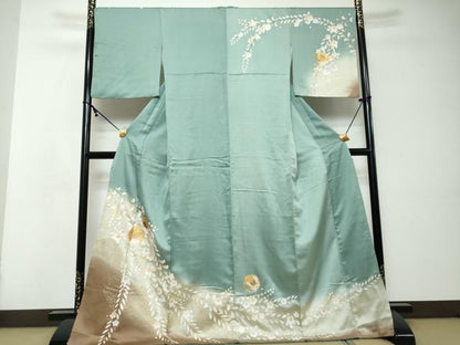 平和屋着物●訪問着　雪輪花蝶文　暈し染め　金彩　ロング丈　正絹　逸品　DABI2511ud