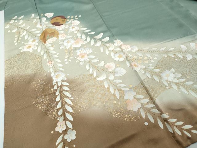 平和屋着物●訪問着　雪輪花蝶文　暈し染め　金彩　ロング丈　正絹　逸品　DABI2511ud
