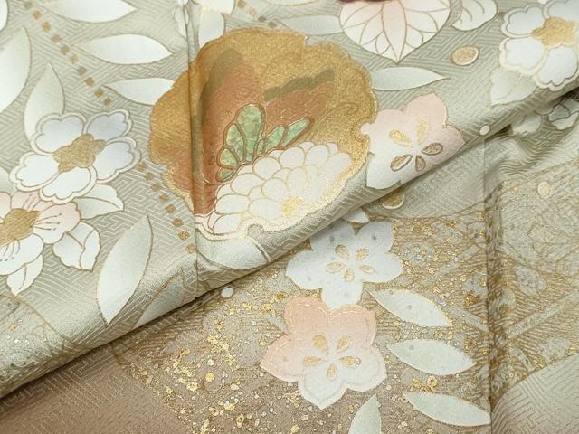 平和屋着物●訪問着　雪輪花蝶文　暈し染め　金彩　ロング丈　正絹　逸品　DABI2511ud