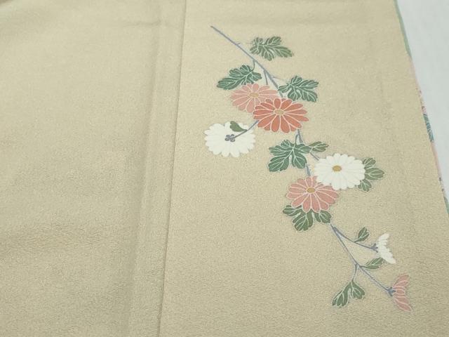 平和屋着物●手描友禅　奥田秀水　訪問着　駒刺繍　雪輪熨斗草花文　暈し染め　正絹　逸品　DABI2514ud