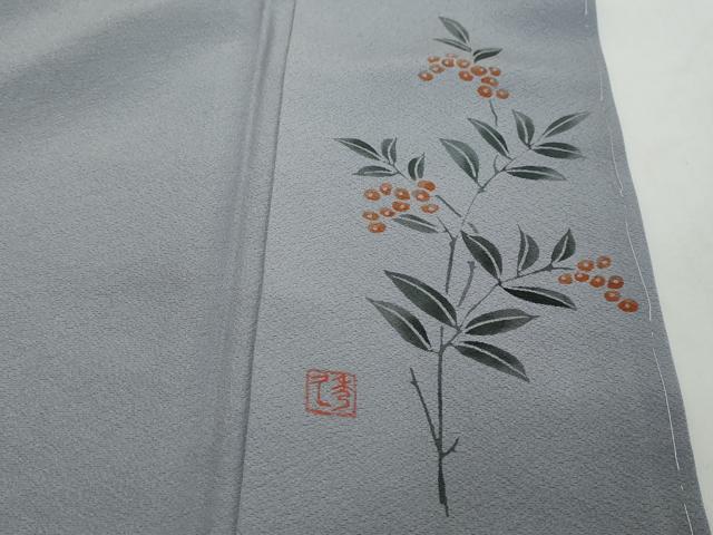 平和屋着物●上質な色無地　作家物　藤鼠色　正絹　逸品　未使用　DABI2516ud