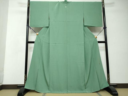 平和屋着物●上質な色無地　鬱金色　薄青色　正絹　逸品　DABI2521ud