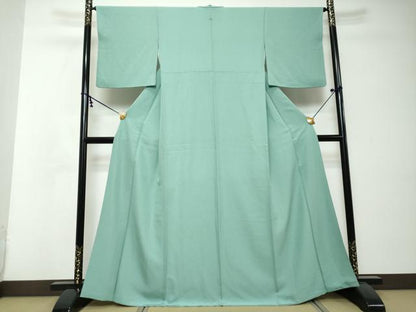 平和屋着物●上質な色無地　青竹色　正絹　逸品　DABI2524ud