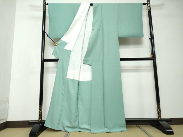 平和屋着物●上質な色無地　青竹色　正絹　逸品　DABI2524ud