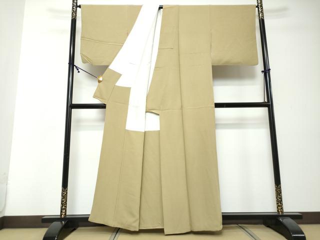 平和屋着物●上質な色無地　枯色　正絹　逸品　DABI2525ud