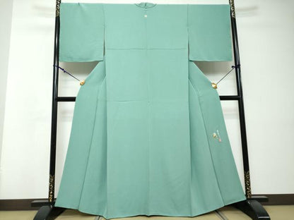 平和屋着物●本草木染作家　瑞鳳　色無地　錆浅葱色　正絹　逸品　DABI2527ud