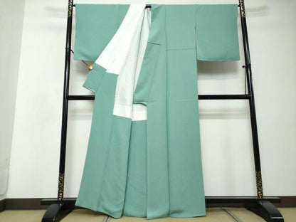 平和屋着物●本草木染作家　瑞鳳　色無地　錆浅葱色　正絹　逸品　DABI2527ud