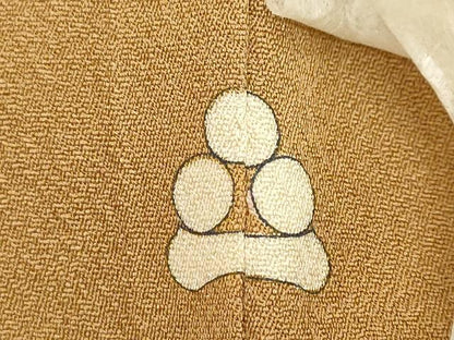 平和屋着物●上質な色無地　舞花地紋　黄橡色　正絹　逸品　DABI2528ud