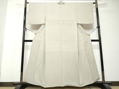 平和屋着物●上質な色無地　吉祥七宝地紋　砂色　正絹　逸品　DABI2535ud