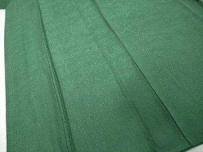 平和屋着物●上質な色無地　草花地紋　緑青色　正絹　逸品　DABI2537ud