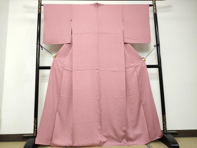 平和屋着物●上質な色無地　霞地紋　桃花色　正絹　逸品　DABI2538ud