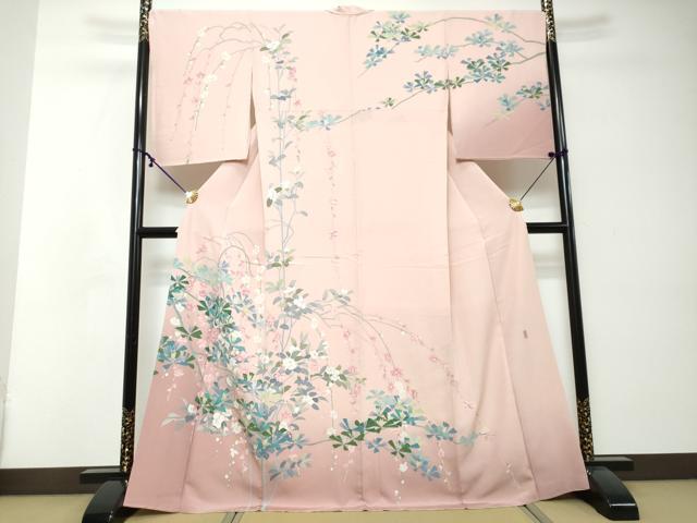 平和屋着物●訪問着　友禅　作家物　草花文　暈し染め　正絹　逸品　DABI2541ud