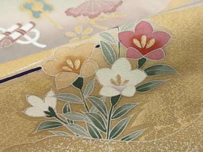 平和屋着物●訪問着　宝尽くし花鳥文　暈し染め　金彩　正絹　逸品　DABI2543ud