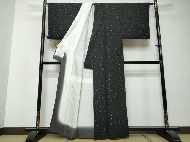 平和屋着物●上質な小紋　箔散らし文　黒地　正絹　逸品　DABI2545ud