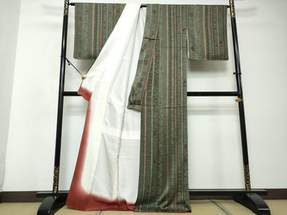 平和屋着物●上質な小紋　絞り　更紗花唐草文　正絹　逸品　未使用　DABI2546ud