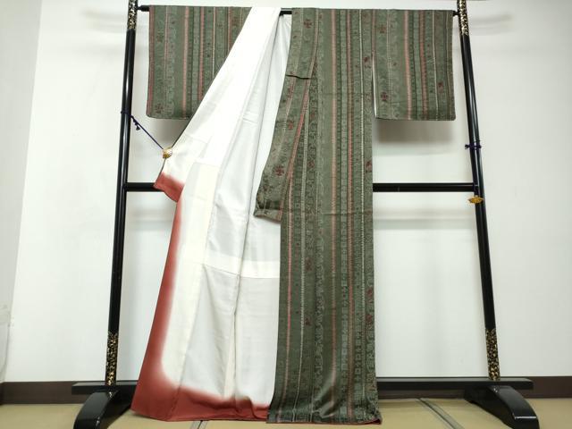 平和屋着物●上質な小紋　絞り　更紗花唐草文　正絹　逸品　未使用　DABI2546ud