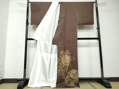平和屋着物●豪華色留袖　作家物　花鳥文　金彩　反端付き　正絹　逸品　DABI2548ud