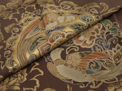 平和屋着物●豪華色留袖　作家物　花鳥文　金彩　反端付き　正絹　逸品　DABI2548ud