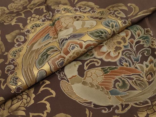 平和屋着物●豪華色留袖　作家物　花鳥文　金彩　反端付き　正絹　逸品　DABI2548ud