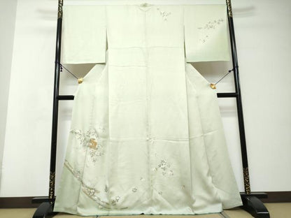 平和屋着物●訪問着　駒刺繍　貝桶草花文　暈し染め　金銀彩　やまと誂製　正絹　逸品　DABI2550ud