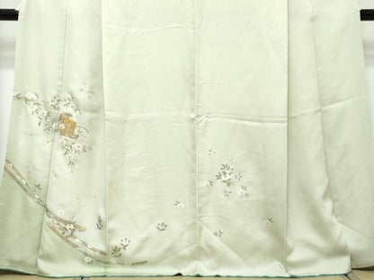 平和屋着物●訪問着　駒刺繍　貝桶草花文　暈し染め　金銀彩　やまと誂製　正絹　逸品　DABI2550ud