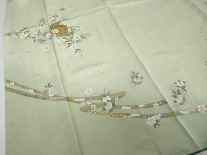 平和屋着物●訪問着　駒刺繍　貝桶草花文　暈し染め　金銀彩　やまと誂製　正絹　逸品　DABI2550ud