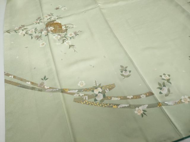 平和屋着物●訪問着　駒刺繍　貝桶草花文　暈し染め　金銀彩　やまと誂製　正絹　逸品　DABI2550ud