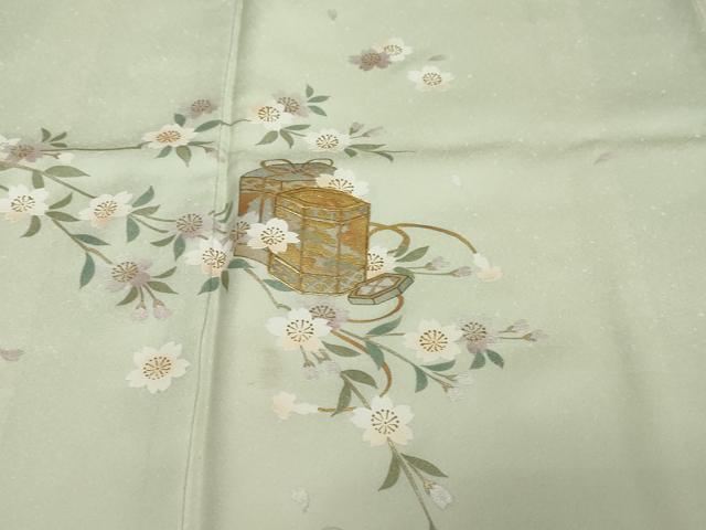 平和屋着物●訪問着　駒刺繍　貝桶草花文　暈し染め　金銀彩　やまと誂製　正絹　逸品　DABI2550ud