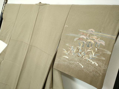 平和屋着物●訪問着　駒刺繍　浜松小舟文　暈し染め　金彩　正絹　逸品　DABI2551ud