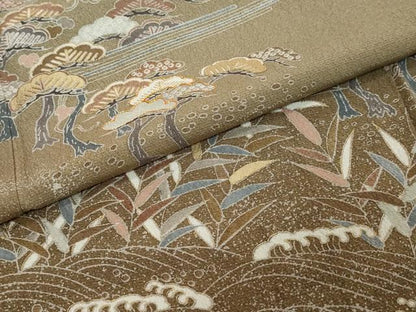 平和屋着物●訪問着　駒刺繍　浜松小舟文　暈し染め　金彩　正絹　逸品　DABI2551ud