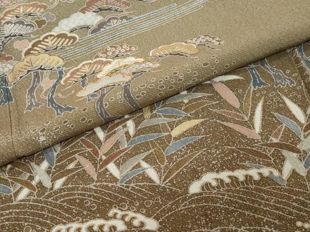 平和屋着物●訪問着　駒刺繍　浜松小舟文　暈し染め　金彩　正絹　逸品　DABI2551ud