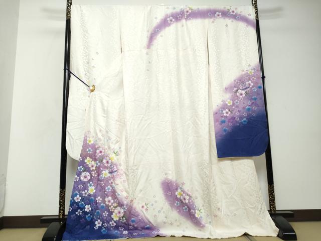 平和屋着物●豪華振袖　舞花文　暈し染め　金彩　正絹　逸品　DABI2554ud